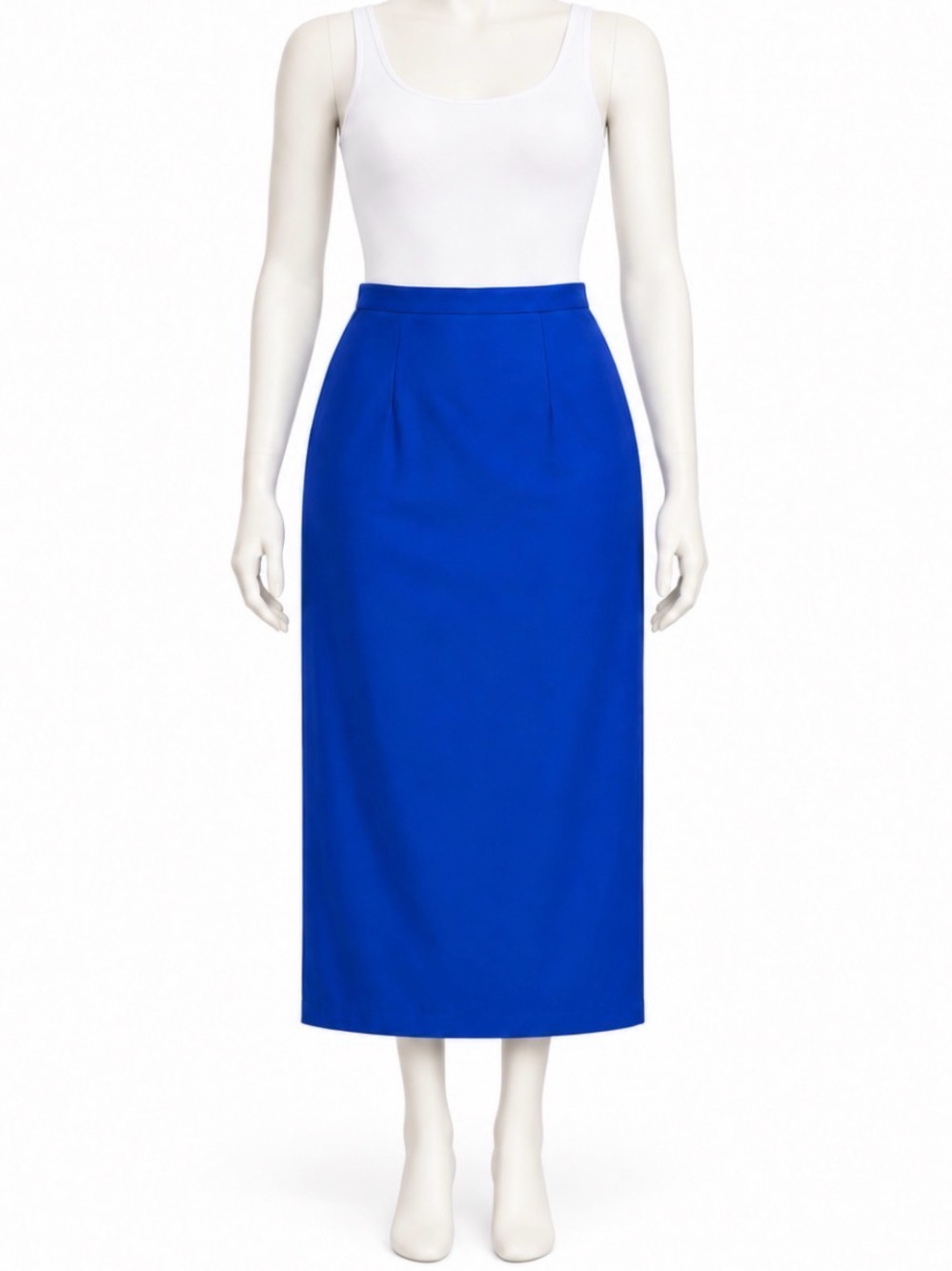 Vintage Yvonne LaFleur New Orleans Cobalt Blue Wool Midi Skirt 14